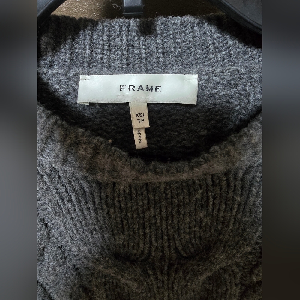 FRAME Gray Cable Knit Sweater - Picture 4 of 8